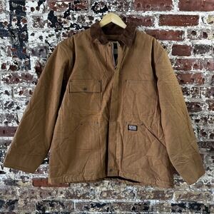 Big Smith Jacket Workwear Full Zip Men's Sz XL Brown Canvas Heavy Insulated